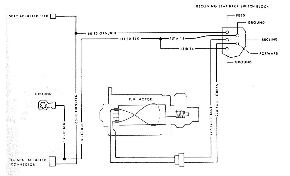 Power Seat Back Recliner Wiring Circuit. 1978