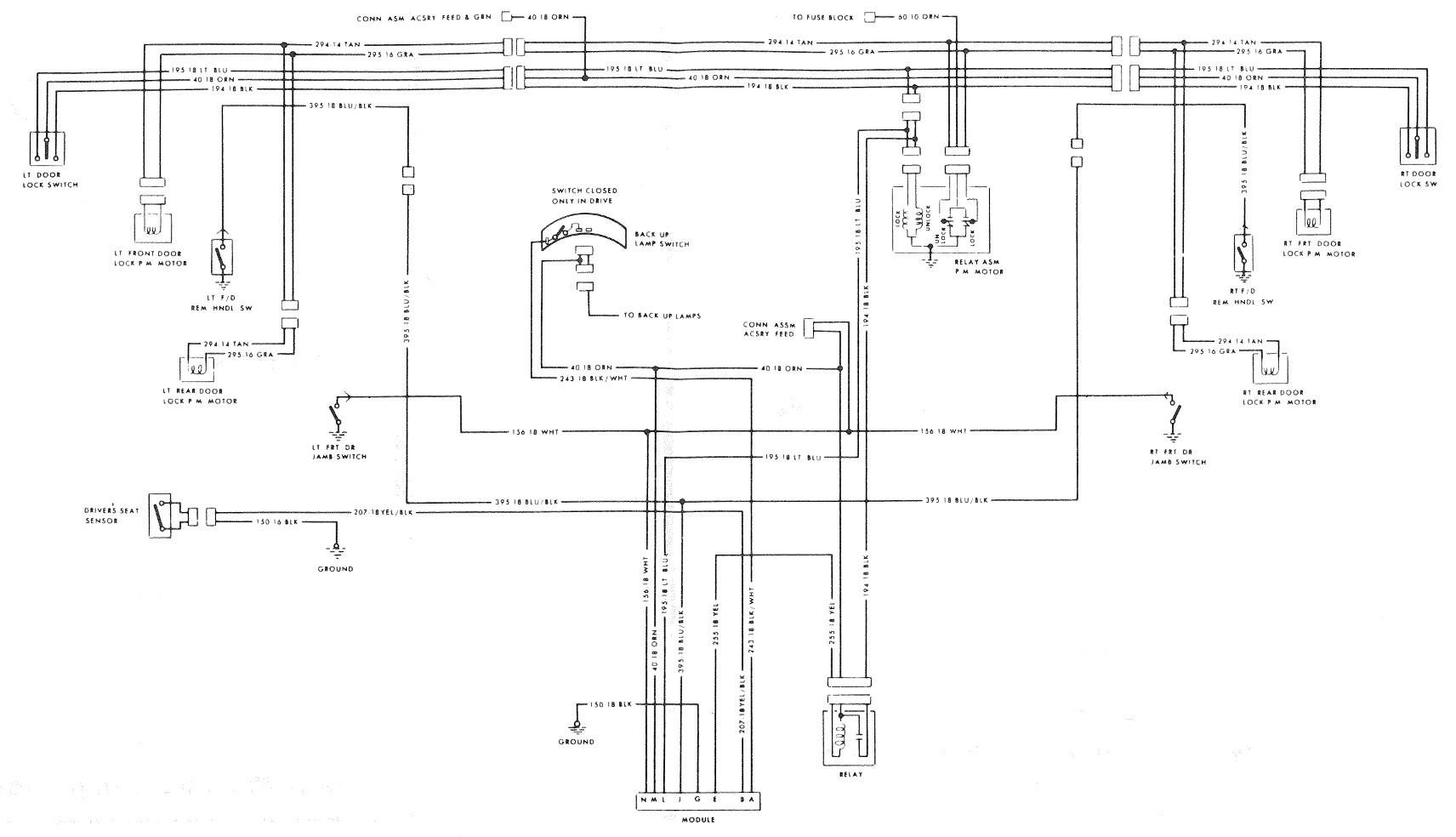 Power Door Locks Wiring Circuit (Automatic). 1978