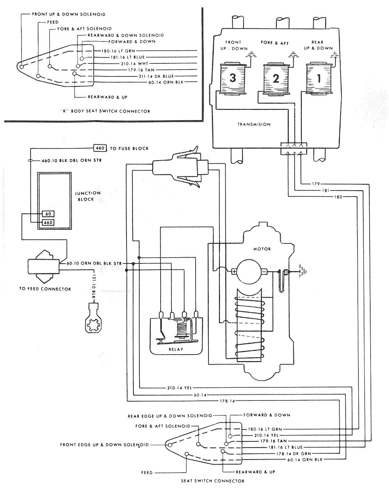 Power Seats Wiring Circuit (Six Way). 1977-78