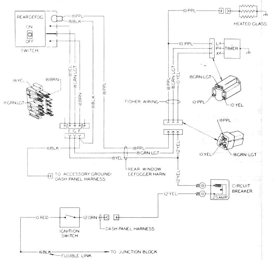 Rear Window Defogger Wiring Circuit. 1977-78